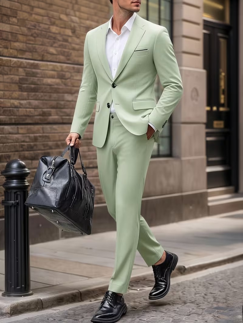 Men’s Mint Green Slim Suit Set