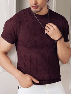 Men’s Burgundy Knit T-Shirt